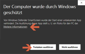 Sicherheitswarnung unter Windows 10
